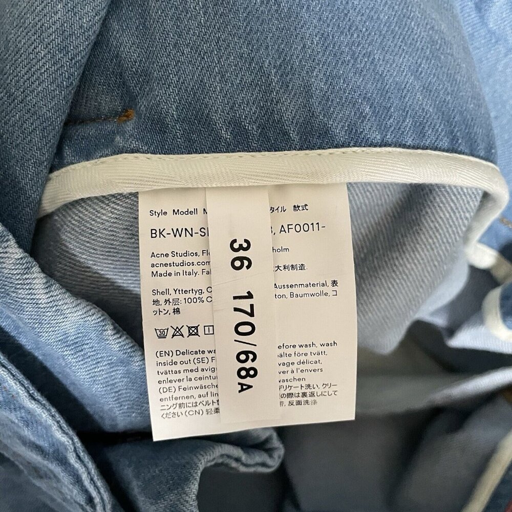 ACNE STUDIOS Bla Konst Light Denim Jean Pleated Belted Skirt Size 36 - Picture 8 of 12